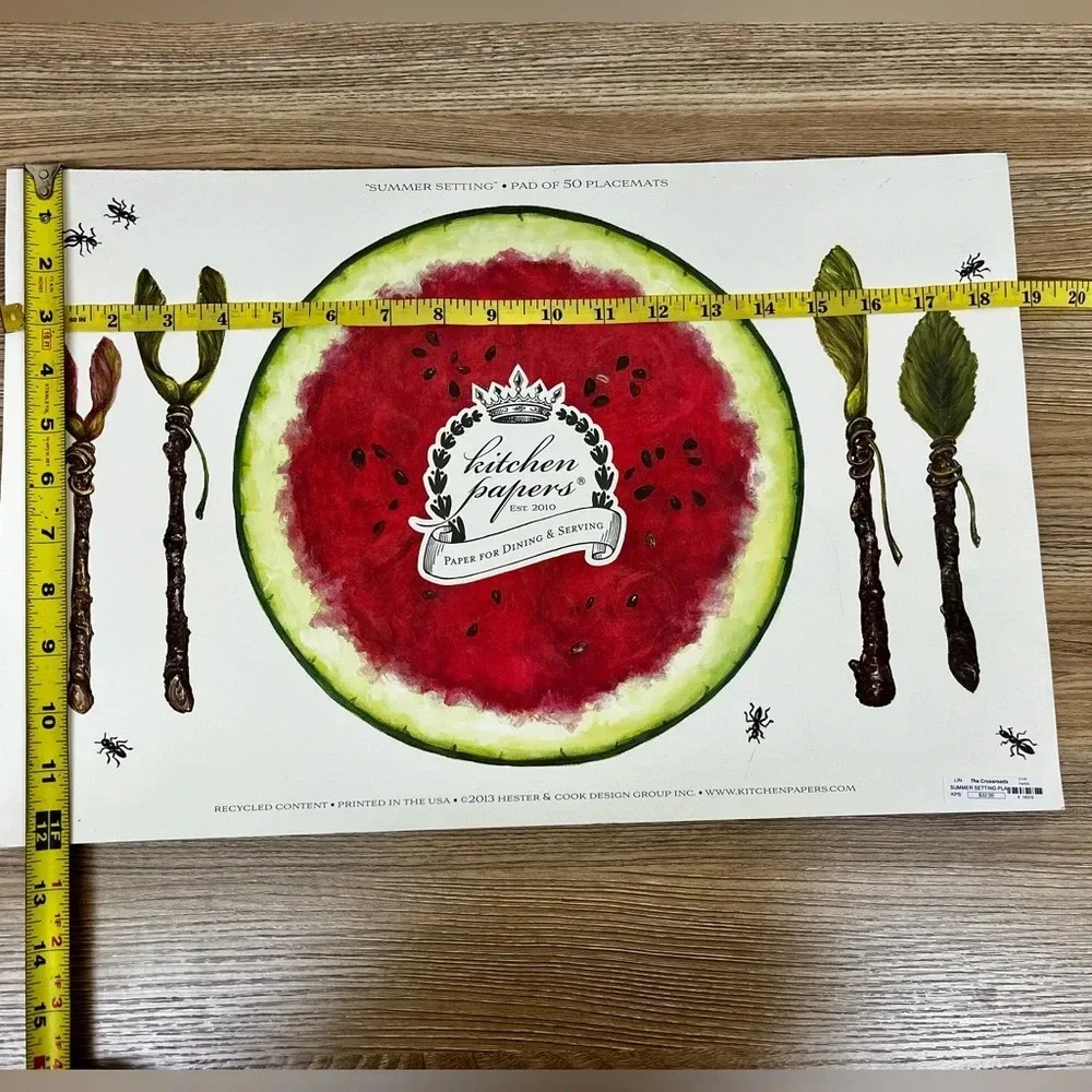 Kitchen Paper Placemats Watermelon Setting Pad Of 50 Hester & Cook NWT